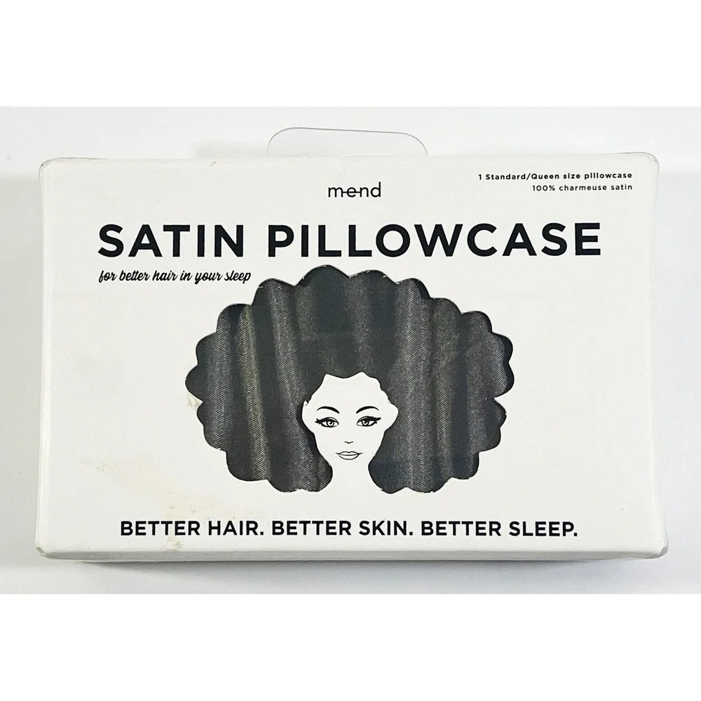 Mend Satin Pillowcase 1 Standard/Queen Size Gray NEW